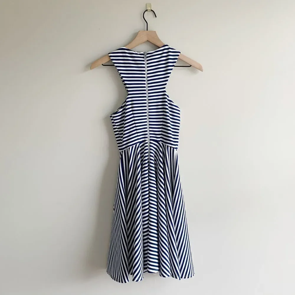 Torn by Rony Kobo Vered Blue Stripe Dress XS